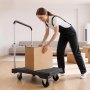 VEVOR Carro Plataforma Plegable 495 x 680 mm, Carretilla de Transporte Carga de 149,7 kg, Carrito Portaequipajes con Plataforma con Ruedas Giratorias, Asa Ajustable para Tareas Domésticas, Almacén