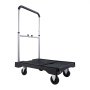 VEVOR Carro Plataforma Plegable 495 x 680 mm, Carretilla de Transporte Carga de 149,7 kg, Carrito Portaequipajes con Plataforma con Ruedas Giratorias, Asa Ajustable para Tareas Domésticas, Almacén