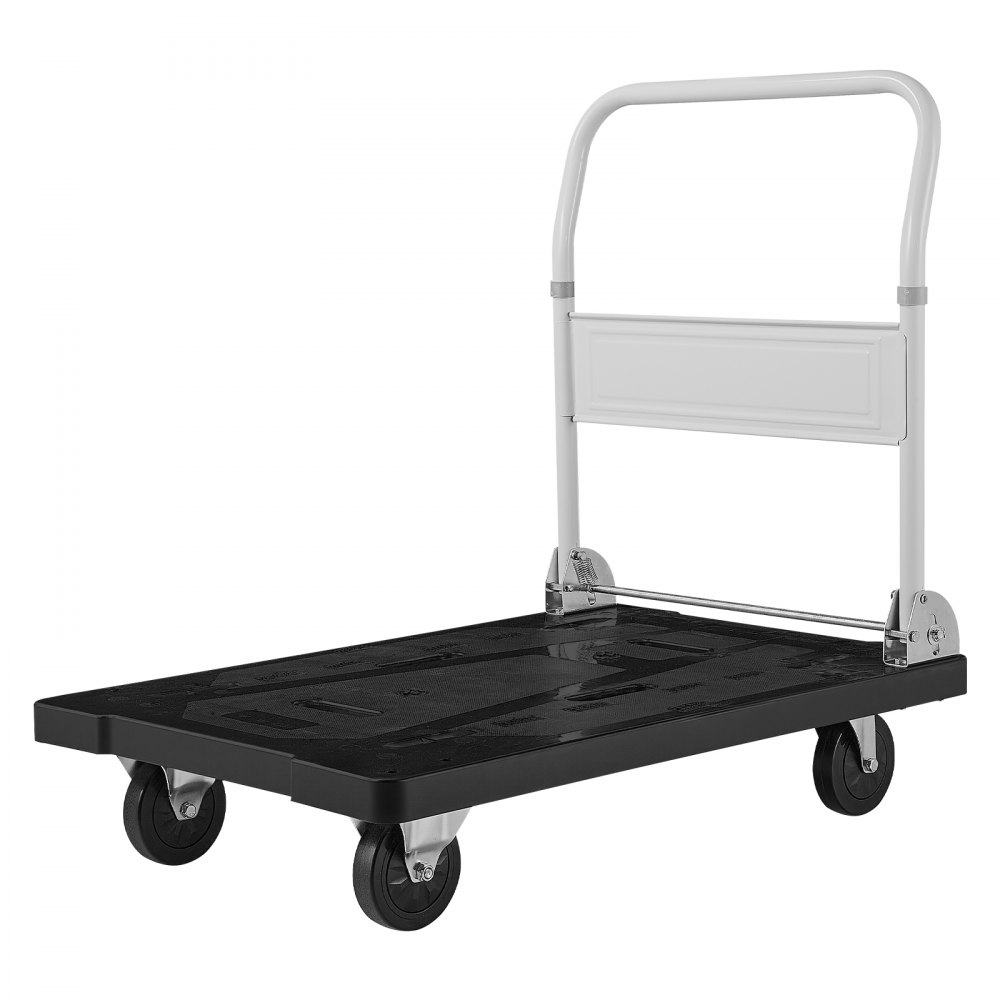VEVOR Carro Plataforma Plegable 895 x 595 mm, Carretilla de Transporte Carga de 299,37 kg, Carrito Portaequipajes con Plataforma con Ruedas de 127 mm, Asa de Empuje para Tareas Domésticas, Almacén