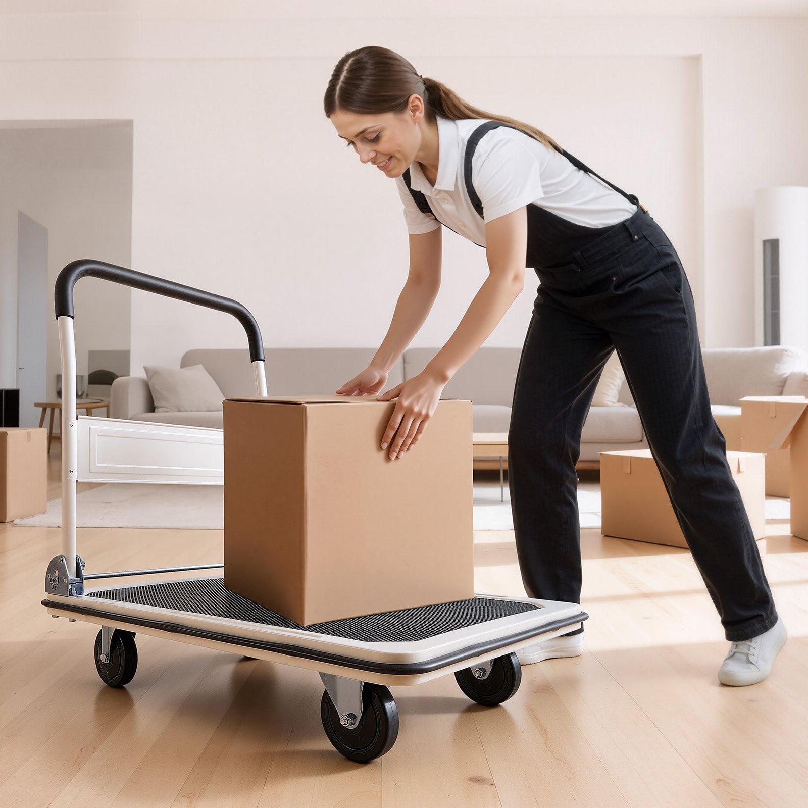 VEVOR Carro Plataforma Plegable 900 x 610 mm, Carretilla de Transporte Carga de 299,37 kg, Carrito Portaequipajes con Plataforma con Ruedas de PVC de 123 mm, para Tareas Domésticas, Almacén, Mudanza