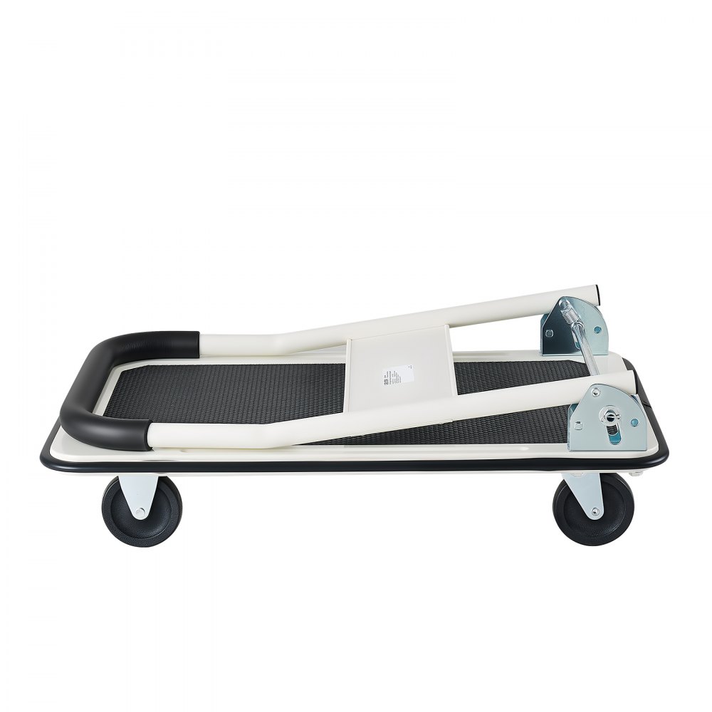 VEVOR Carro Plataforma Plegable 735 x 480 mm, Carretilla de Transporte Carga de 149,69 kg, Carrito Portaequipajes con Plataforma con Ruedas de PP de 96 mm, para Tareas Domésticas, Almacén, Mudanza
