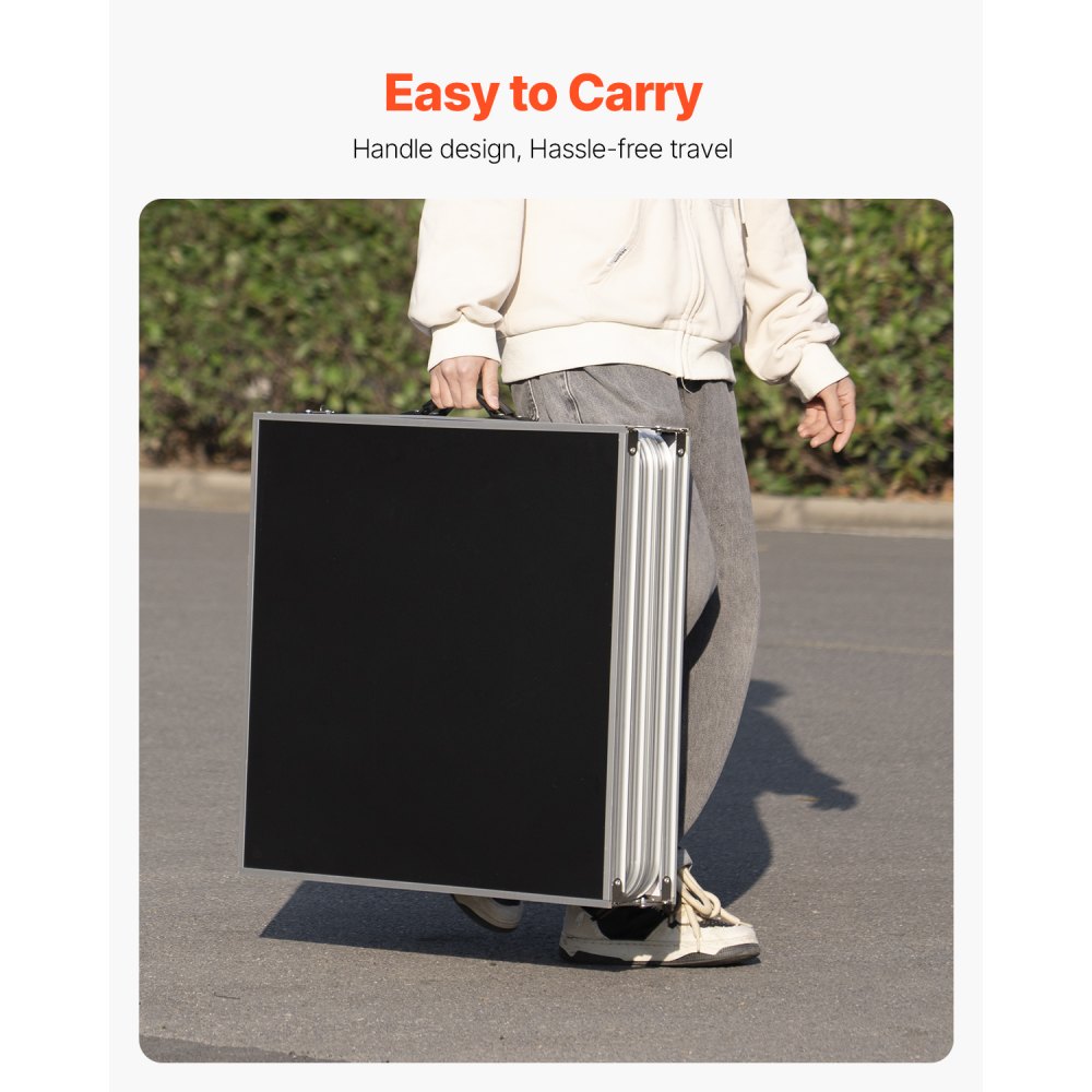 VEVOR Mesa de Beer Pong Portátil 2,4 m Mesa Plegable para Portón Trasero Asa de Transporte y 6 Pelotas de Ping Pong Mesa Liviana para Oficina, Fiesta en Portón Trasero, Viajes, Campamentos, Negro