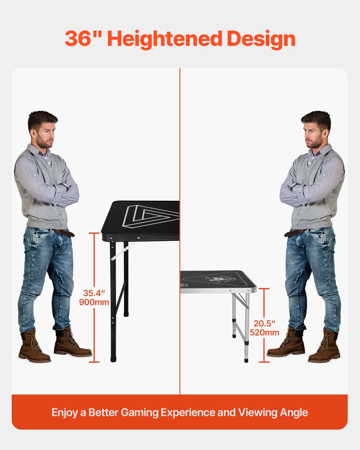 VEVOR Mesa de Juego de Beer Pong 240 x 60 x 90 cm Portátil y Plegable Negro, Mesa Ligera con Asa de Transporte y 6 Pelotas de Ping Pong de ABS, Carga de 30 kg, para Oficina, Fiestas, Viajes, Camping