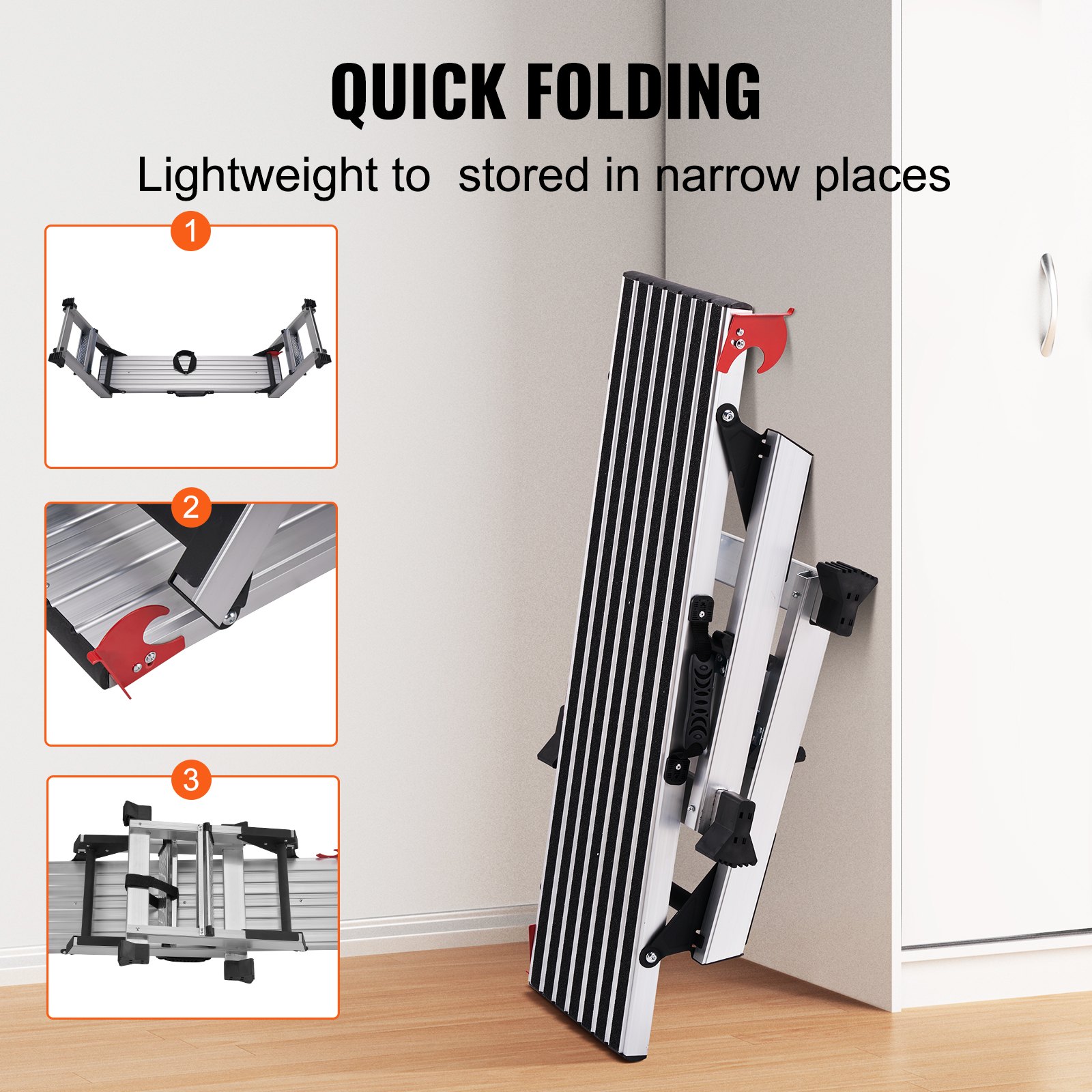 VEVOR Plataforma de Trabajo 200 kg Banco de Trabajo Plegable 100 x 30 x 48,7 cm Peldaños de Aluminio Pies Antideslizantes Mesa de Trabajo para Lavado de Vehículos Pintura Decoración