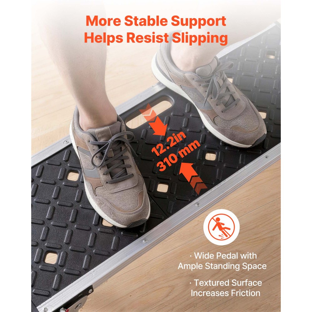 VEVOR Plataforma de Trabajo Plegable de Aluminio 910 x 310 x 420 mm, Carga de 226,8 kg, Banco Escalón Portátil con Superficie Texturizada y Orificios para Herramientas para Pintura Bricolaje Garaje