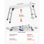 VEVOR Plataforma Plegable de Trabajo, Capacidad de 226,8 kg, Altura Ajustable de 584 a 876 mm, Escalera-Taburete de 1016 x 305 mm Antideslizante, Plegable, Portátil para Hogar, Mantenimiento y Pintura