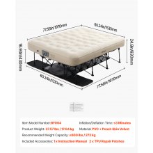 VEVOR Colchón de Aire Automático con Estructura y Bomba para 2 Personas 272 kg