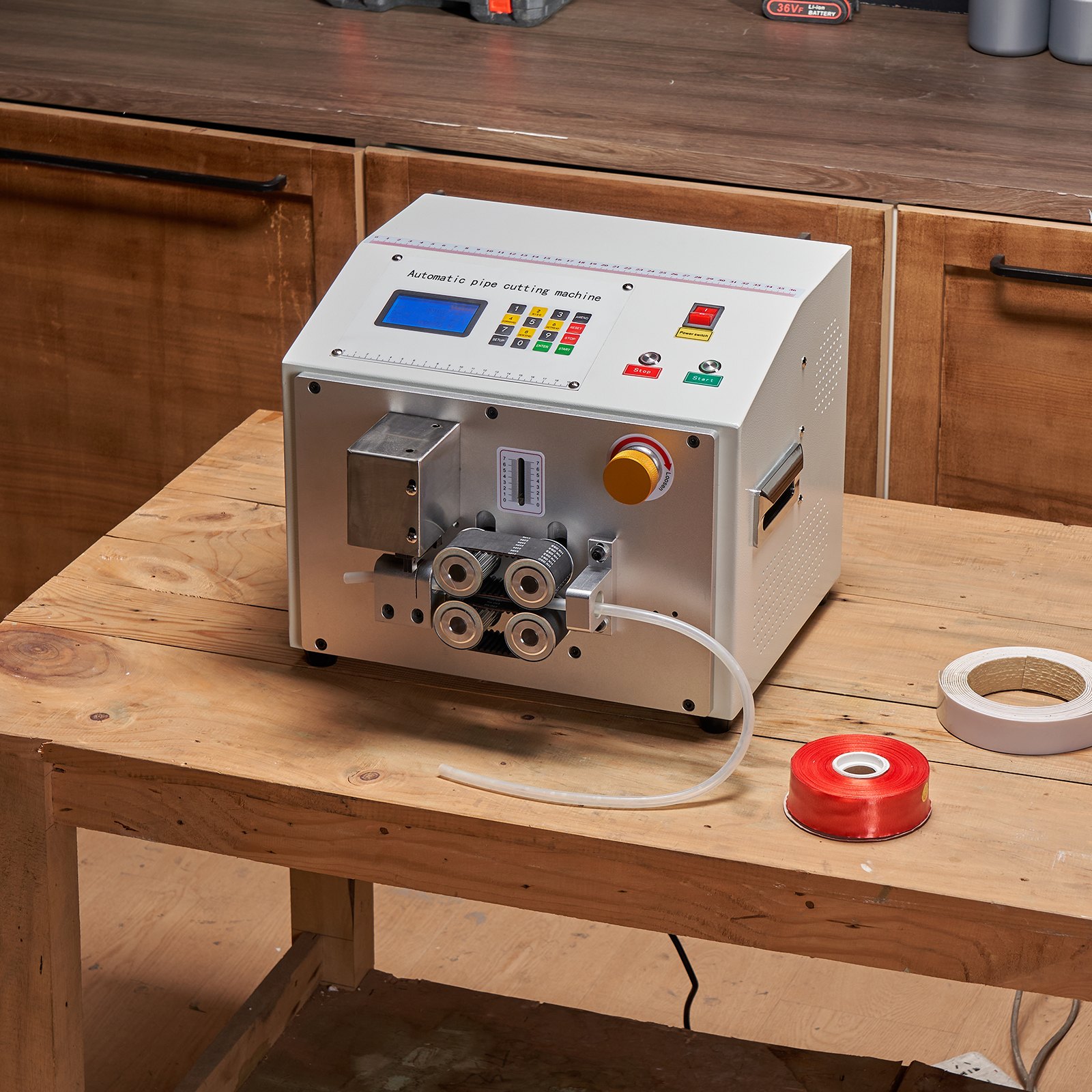 VEVOR Máquina Cortadora Automática de Tubos Termorretráctiles con Pantalla LCD, Diámetro de Corte de 1 mm a 20 mm y Longitud de Corte de 0,1 mm a 99999,9 mm, Ideal para Tubos de PVC, PE, Silicona