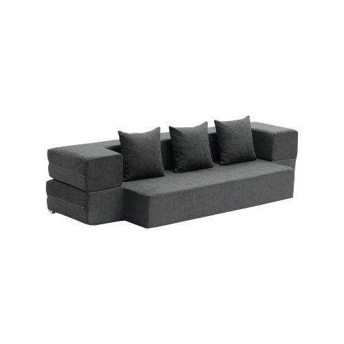 VEVOR 3 en 1 Sofá Cama Plegable 1030 x 1930 x 225 mm con 3 Almohadas y Funda Lavable, Sofá Cama Convertible de Espuma Viscoelástica de Alta Densidad 25D para Sala de Estar, Dormitorio, Gris Oscuro