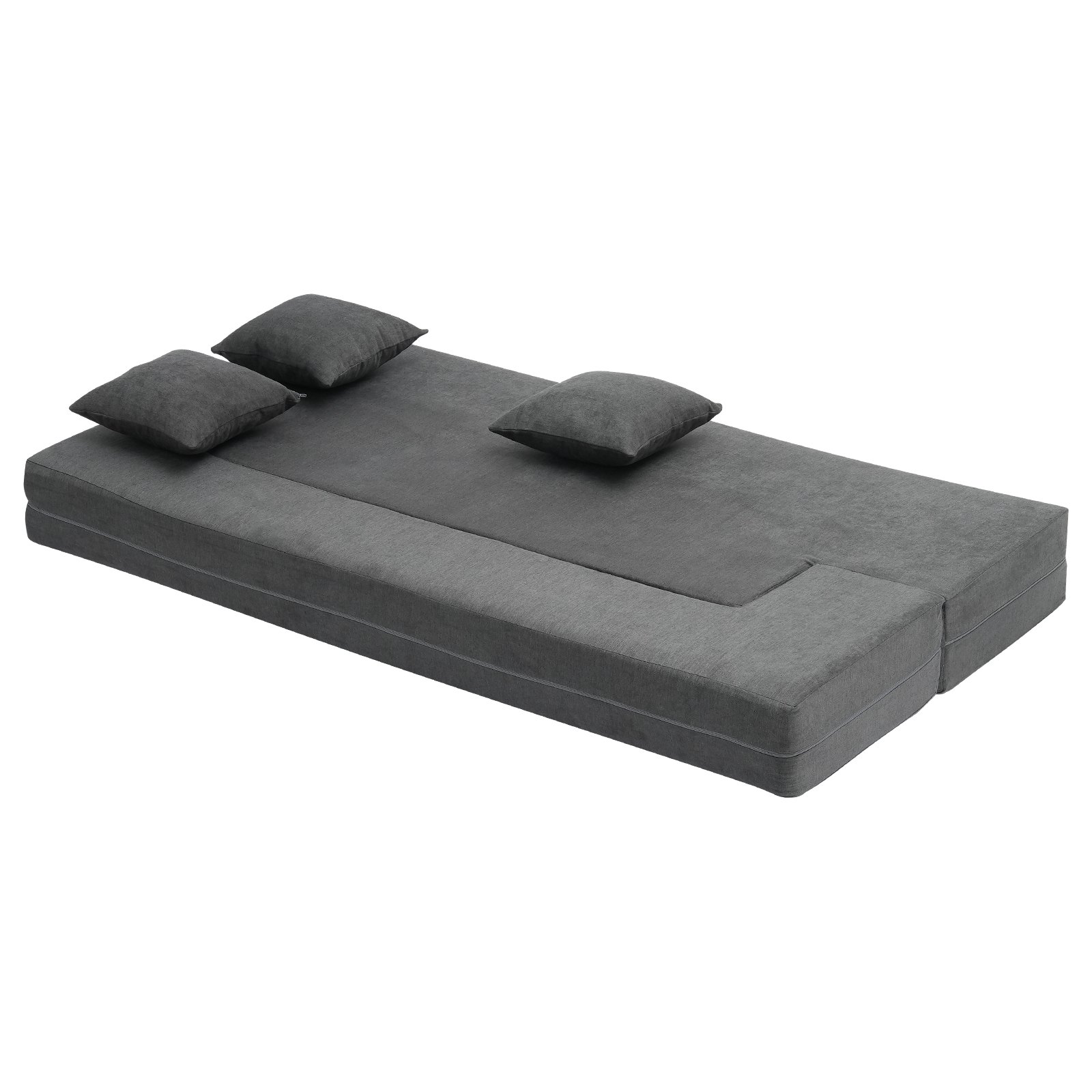 VEVOR 3 en 1 Sofá Cama Plegable 1030 x 1930 x 225 mm con 3 Almohadas y Funda Lavable, Sofá Cama Convertible de Espuma Viscoelástica de Alta Densidad 25D para Sala de Estar, Dormitorio, Gris Oscuro