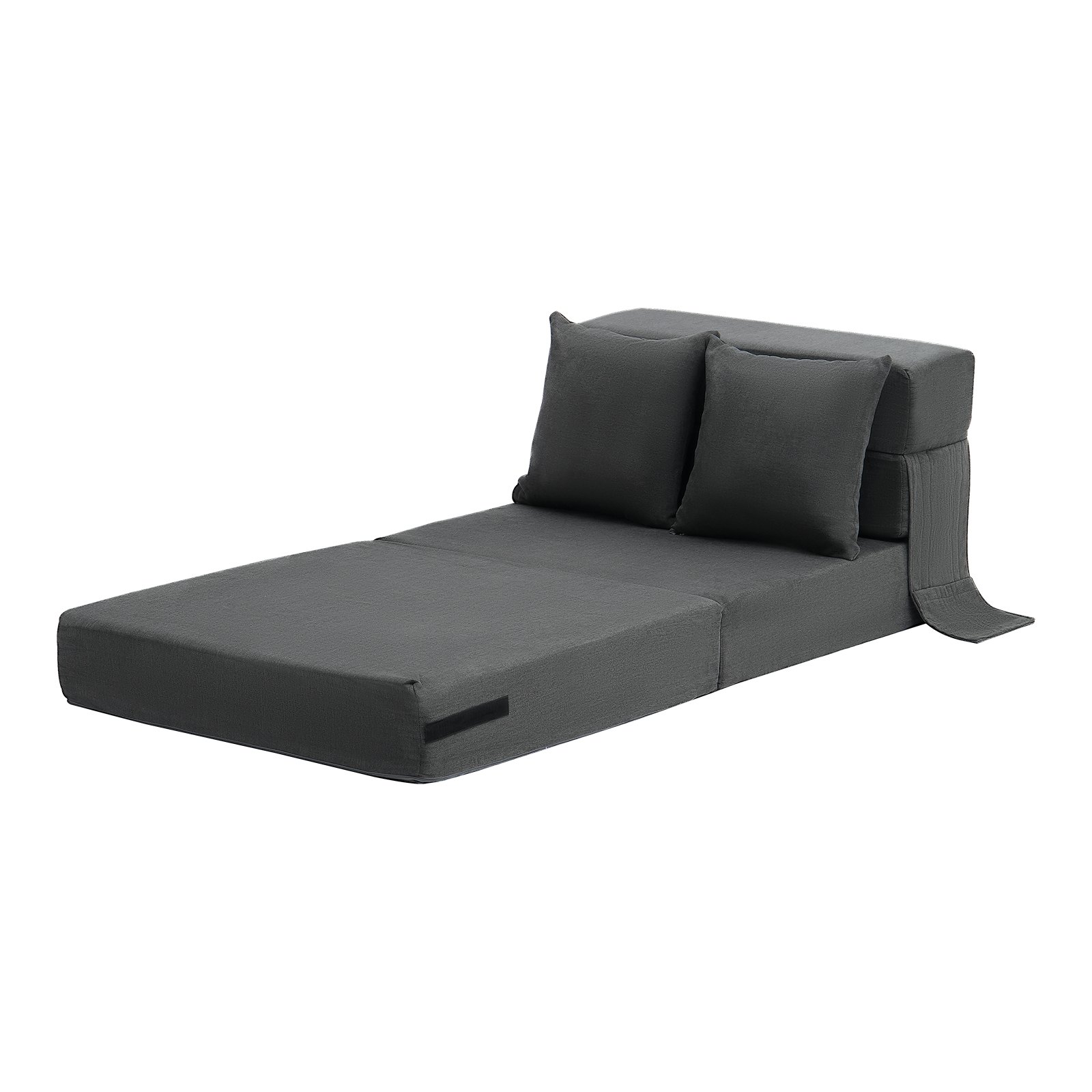 VEVOR 3 en 1 Sofá Cama Plegable 1860 x 730 x 150 mm con 2 Almohadas y Funda Lavable, Sofá Cama Convertible de Espuma Viscoelástica de Alta Densidad 25D para Sala de Estar, Dormitorio, Gris Oscuro