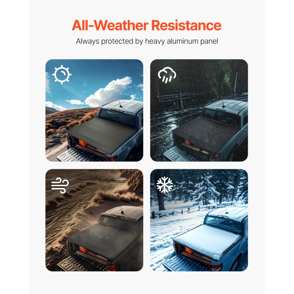 VEVOR Four-Way Folding Cargo Bed Cover, compatible with Dodge Ram 1500 (incl. Classic and New) from 2002-2024, Dodge Ram 2500 3500 (incl. Classic and New), Fleetside 6.4' (76.3") cargo bed