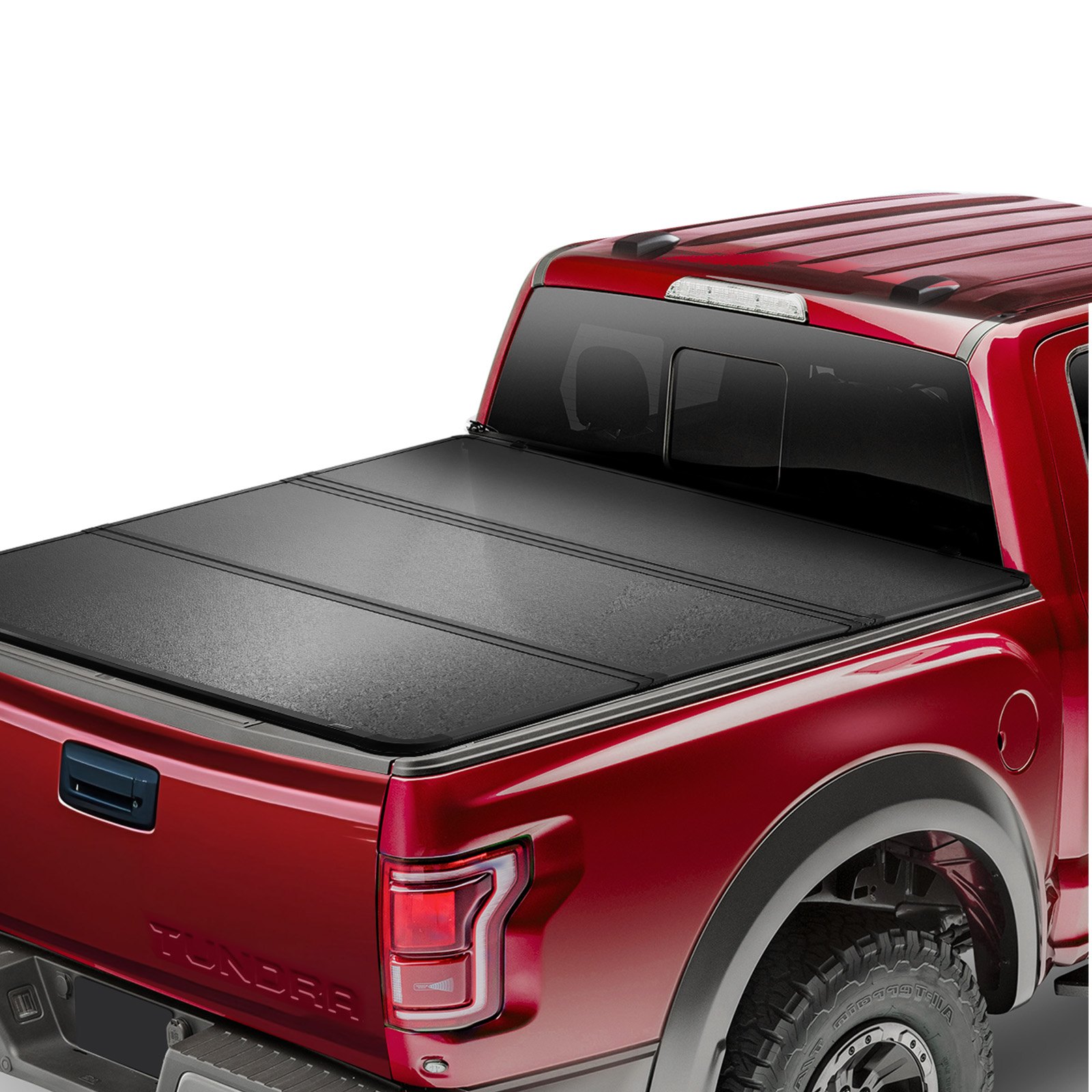 VEVOR Funda para camioneta triple plegable, compatible con Toyota Tundra 2014-2024 (no compatible con Trail Special Edition con cajas de almacenamiento), cama corta Fleetside de 5.5' (67") 2023, capacidad de carga de 400 libras, color negro