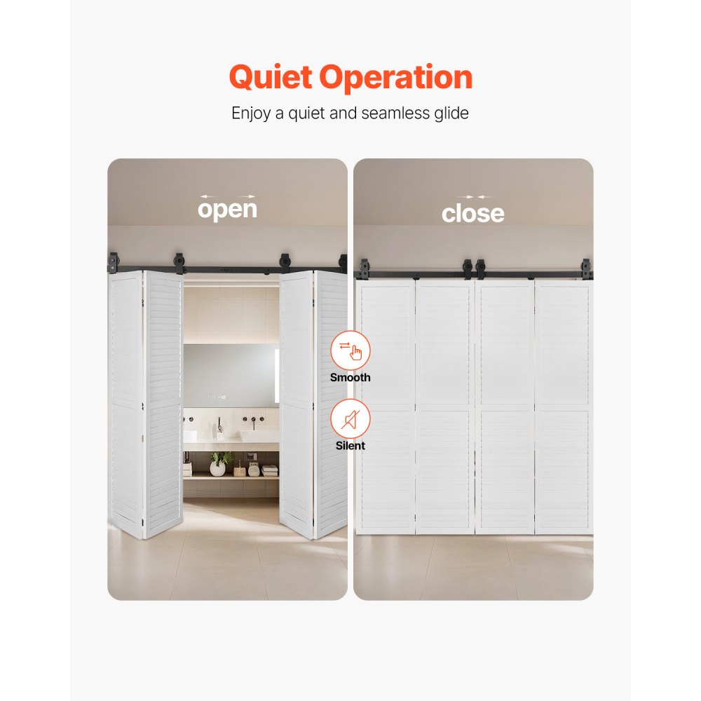 VEVOR track system for folding sliding doors, 1626mm track top mounting, suitable for four 38.1cm cabinet, pantry & laundry doors (not included)