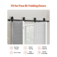 VEVOR Kit de Rieles a Puertas Corredizas Plegables de Granero 1626 x 40 x 6 mm