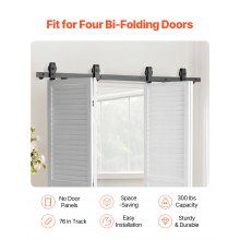VEVOR Kit de Rieles a Puertas Corredizas Plegables de Granero 1930 x 40 x 6 mm