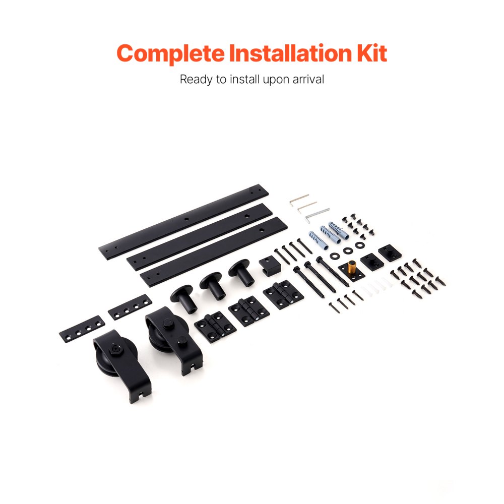VEVOR Kit de Rieles para Puertas Corredizas Plegables de Granero, con Montaje Superior, Suave y Silencioso, Resistente, para Dos Puertas de Armario, Despensa y Lavandería, 1016 x 40 x 6 mm, Negro