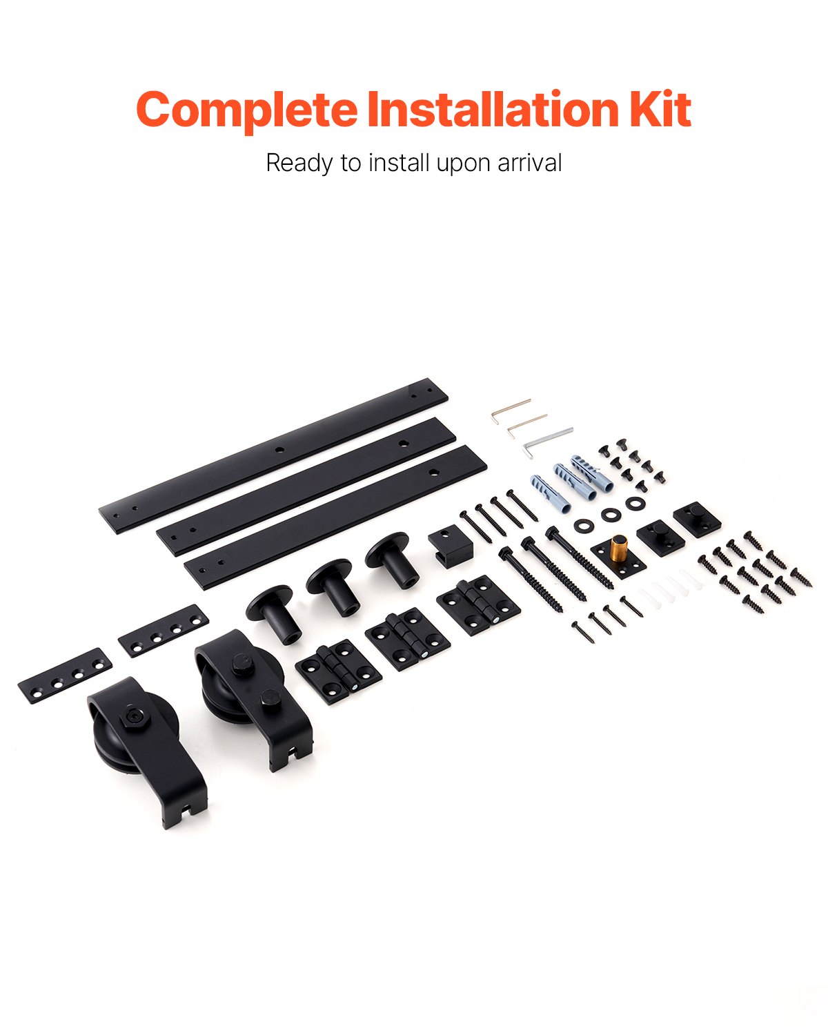 VEVOR Kit de Rieles para Puertas Corredizas Plegables de Granero, con Montaje Superior, Suave y Silencioso, Resistente, para Dos Puertas de Armario, Despensa y Lavandería, 1016 x 40 x 6 mm, Negro