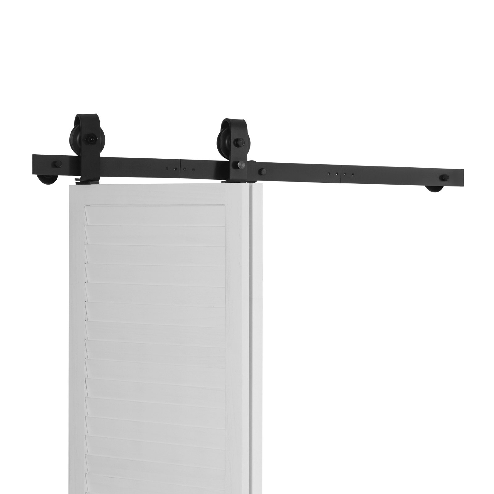 VEVOR Kit de Rieles para Puertas Corredizas Plegables de Granero, con Montaje Superior, Suave y Silencioso, Resistente, para Dos Puertas de Armario, Despensa y Lavandería, 1016 x 40 x 6 mm, Negro