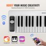 VEVOR Teclado de Piano Plegable 61 Teclas Bluetooth y MIDI Piano Electrónico Digital Portátil con Pedal de Sostenido Teclas Iluminadas Recargable para Principiantes, Adolescentes, Adultos, Blanco