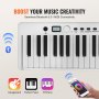 VEVOR Teclado de Piano Plegable Portátil 88 Teclas Bluetooth y MIDI, Blanco