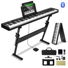 VEVOR Teclado de Piano Plegable con Soporte Portátil 88 Teclas Bluetooth y MIDI