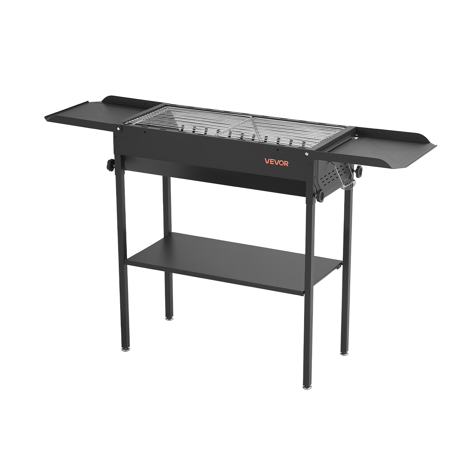 VEVOR Barbacoa de Carbón 120x30,5x75 cm, Barbacoa Portátil con Altura Ajustable y Mesas Laterales Plegables, Parrilla de Acero con Recubrimiento en Polvo de Alta Temperatura para Camping, Exterior