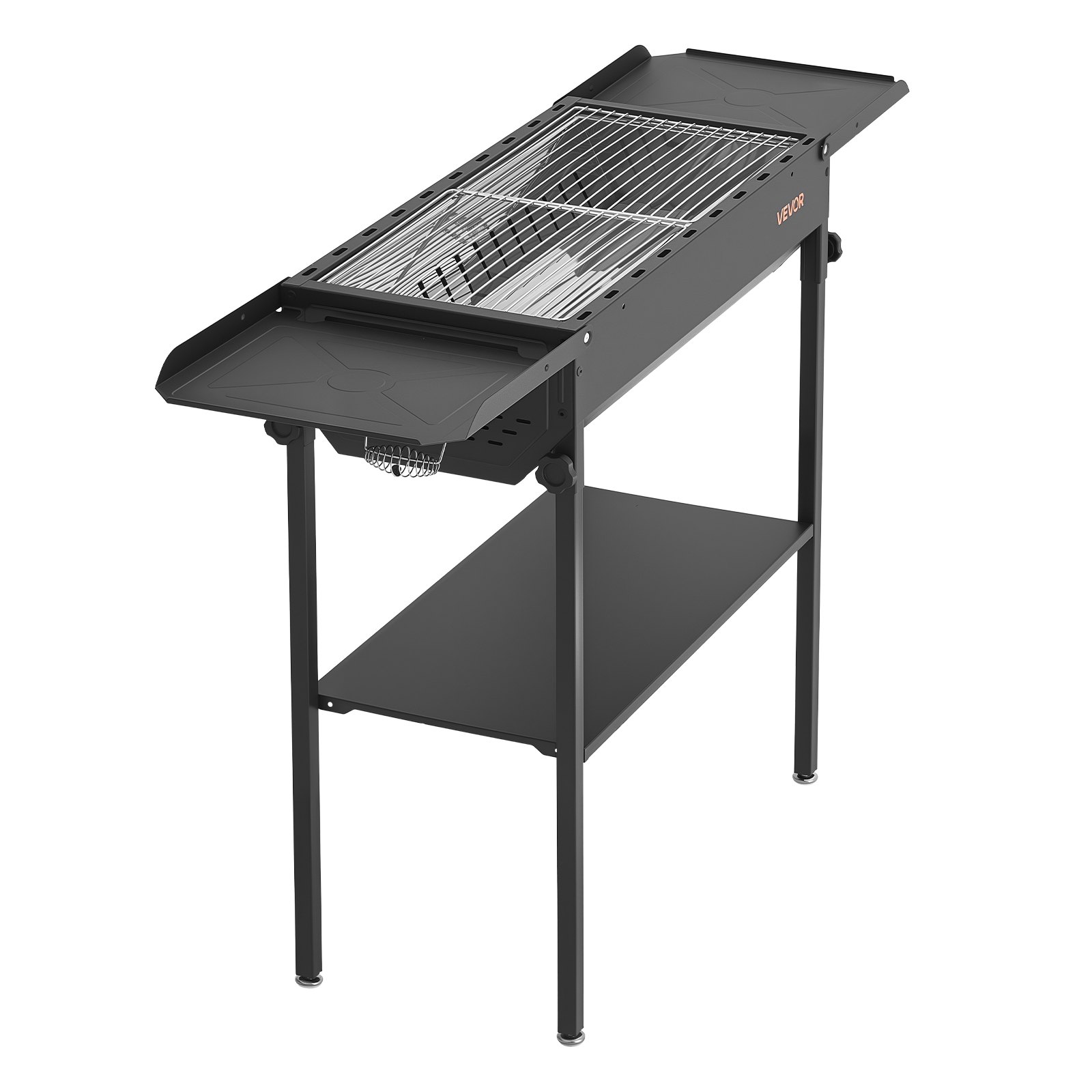 VEVOR Barbacoa de Carbón 120x30,5x75 cm, Barbacoa Portátil con Altura Ajustable y Mesas Laterales Plegables, Parrilla de Acero con Recubrimiento en Polvo de Alta Temperatura para Camping, Exterior