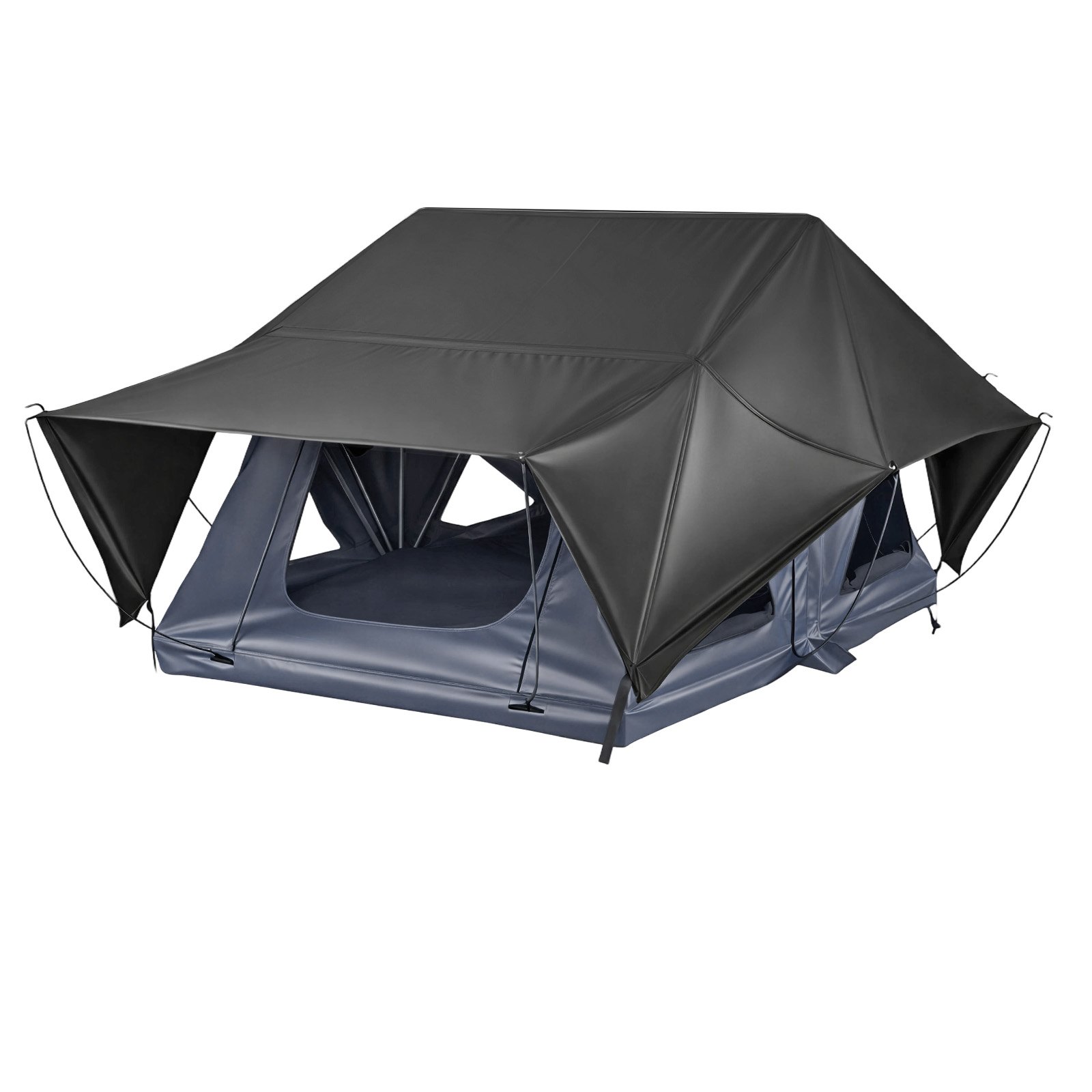VEVOR Tienda de Techo Rígida para 2-3 Personas, Tienda de Campaña para Techo de Coche con Luz LED, Colchón Grueso y 10 Ventanas, Impermeable y Resistente al Viento, para Jeep, SUV, Camionetas