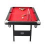 VEVOR Mesa de Billar 192x109x81 cm Kit de Billar Plegable y Portátil Set Completo de Accesorios con Bolas, Tacos, Tizas y Pincel Color Negro con Tela Roja para Sala de Juegos, Hogar, Club, Cafetería