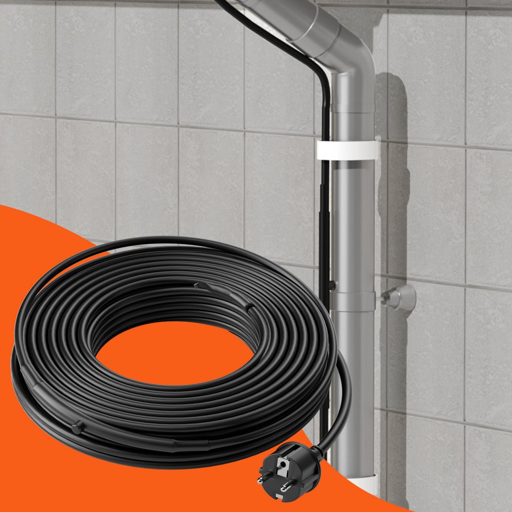 VEVOR Cable Calefactor Autorregulable para Tuberías 18,3 m 16,4 W/m Cinta Calefactora para Tuberías, Descongelación de Nieve en Tejados, Protección contra Congelación de Canalones y Tuberías