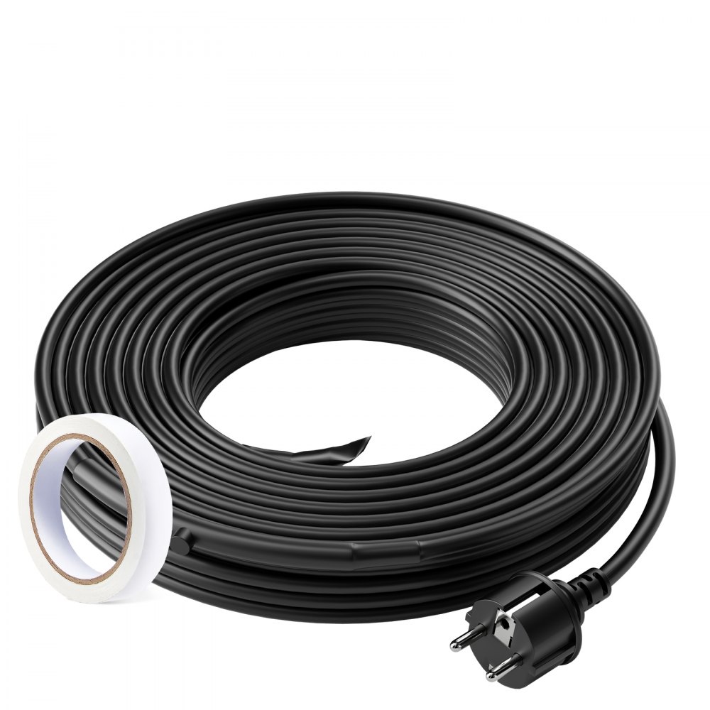 VEVOR Cable Calefactor Autorregulable para Tuberías 18,3 m 16,4 W/m Cinta Calefactora para Tuberías, Descongelación de Nieve en Tejados, Protección contra Congelación de Canalones y Tuberías