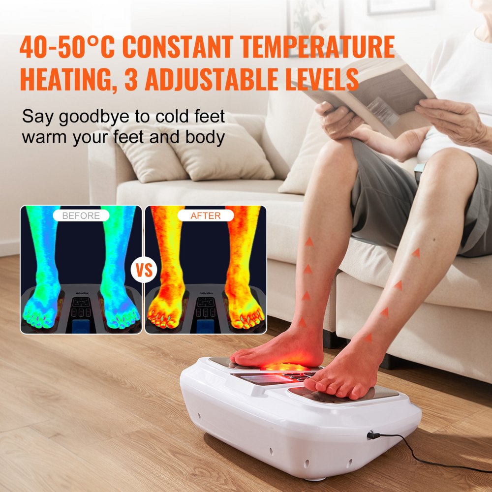 VEVOR Estimulador de Circulación Sanguínea de Pies EMS y TENS Masajeador de Pies con 25 Modos, 50 Intensidades, Dispositivo Eléctrico de Masaje de Pies, para Aliviar el Dolor de Pies