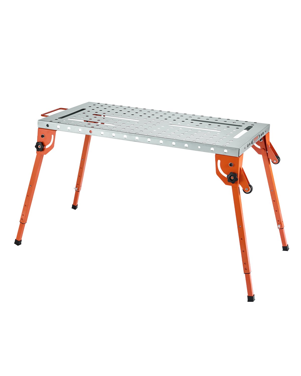 VEVOR Folding Welding Table 533x1118mm, 226 kg Load Capacity, Workbench with 4-Stage Height Adjustment, Workbench with 6 Tool Slots and 16mm Mounting Holes for Repairing Welded Assemblies