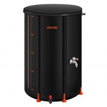 VEVOR Barril de Lluvia Plegable, Barril Portátil de 250 L de PVC 500D para Recolección de Agua de Lluvia, Contenedor de Almacenamiento de Agua para Jardín con Grifo y Kit de Desbordamiento, Negro
