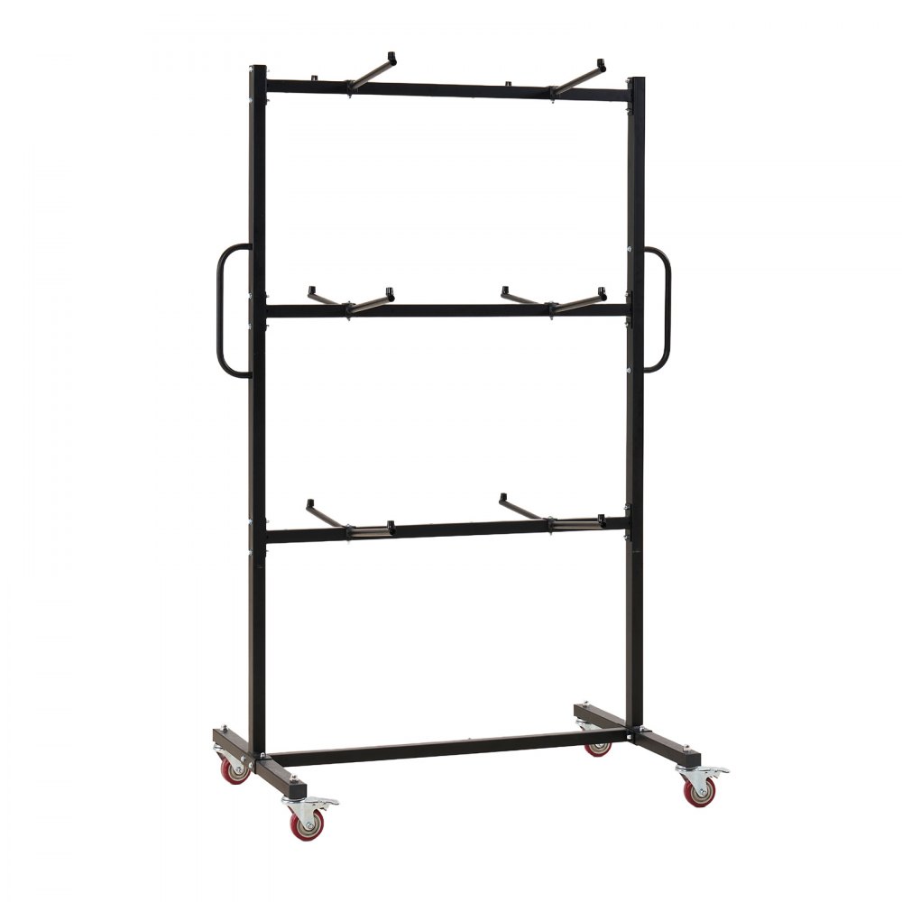 VEVOR Carro para Sillas 30-36 Sillas, 181,5 kg, Diseño Colgante de 3 Niveles, Carrito para Transporte de 24 Sillas y 6 Mesas con 4 Ruedas con Bloqueo, Ajustable y 3 Cuerdas para Banquetes Conferencias