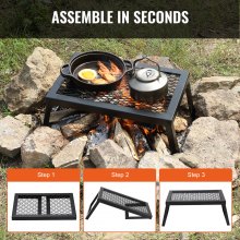 VEVOR Parrilla Plegable para Fogata 458x305x205mm Parrilla Portátil de Acero para Fuego de Campamento Equipo de Cocina para Fogata con Bolsa de Transporte con Patas Parrilla para Cocinar al Aire Libre