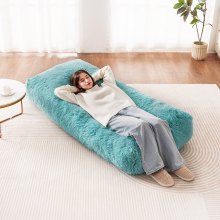 VEVOR Sillón Puf Gigante para Adultos 1810 x 800 x 380 mm con Funda Extraíble y Lavable, Relleno de Espuma de Alta Densidad y Felpa Esponjosa, Zapper para Sala de Estar, Dormitorio, Color Azul