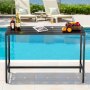 VEVOR Outdoor Bar Table, 140 x 37.5 cm Patio Bar Table, Waterproof Top & Sturdy Metal Frame, Rectangle Counter Height Dining Tables, Outdoor Furniture for Balcony, Yard, Hot Tub, Poolside, Indoor