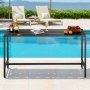 VEVOR Mesa Alta de Bar de Exterior, 1600 x 375 x 980 mm, Mesa de Comedor Rectangular con Tablero Impermeable y Estructura de Metal Resistente, Mueble de Jardín para Patio, Terraza, Piscina, Negro