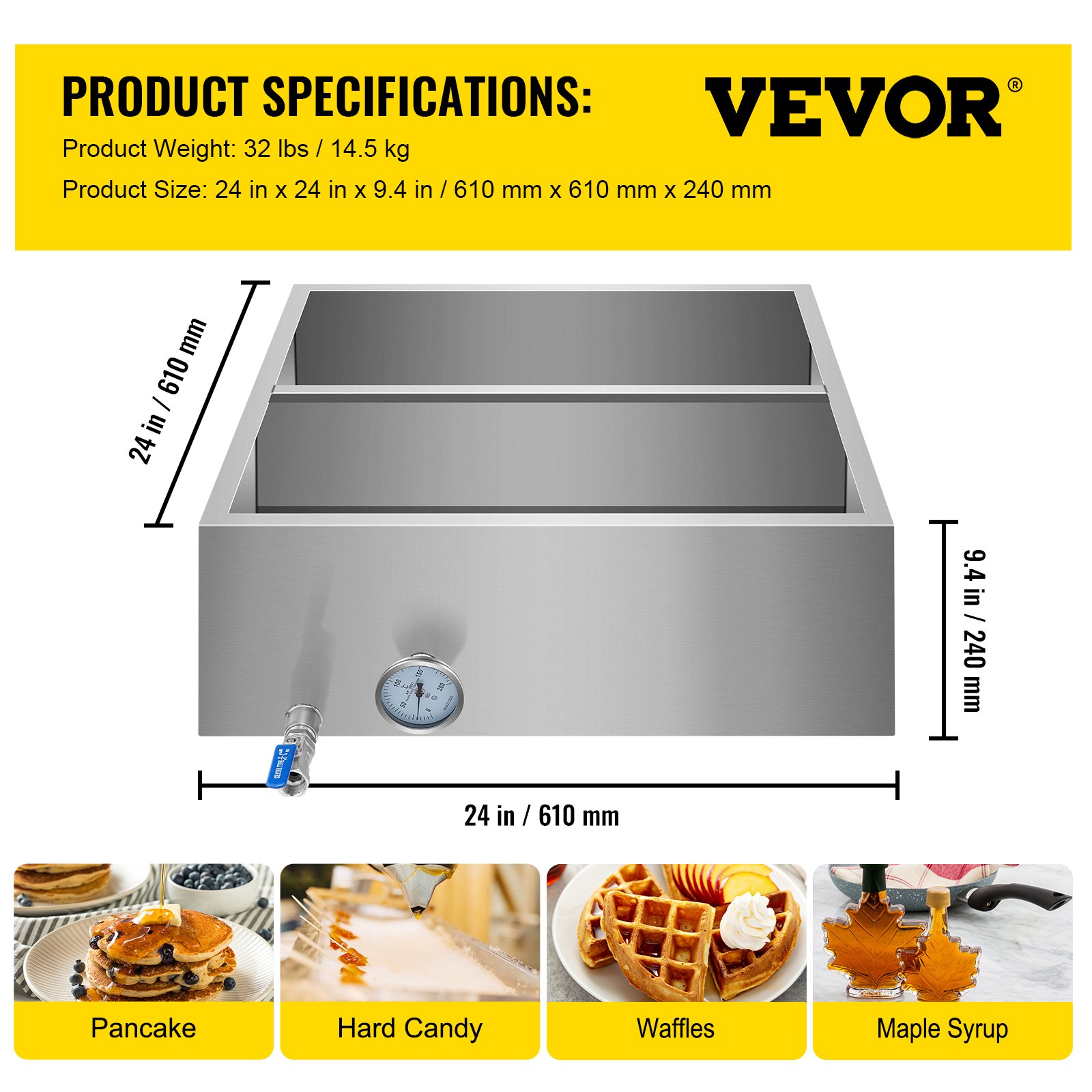 2'x2' Maple Syrup Pan Flow Divided Preheater Pan W/valves Flat Boiling Pan
