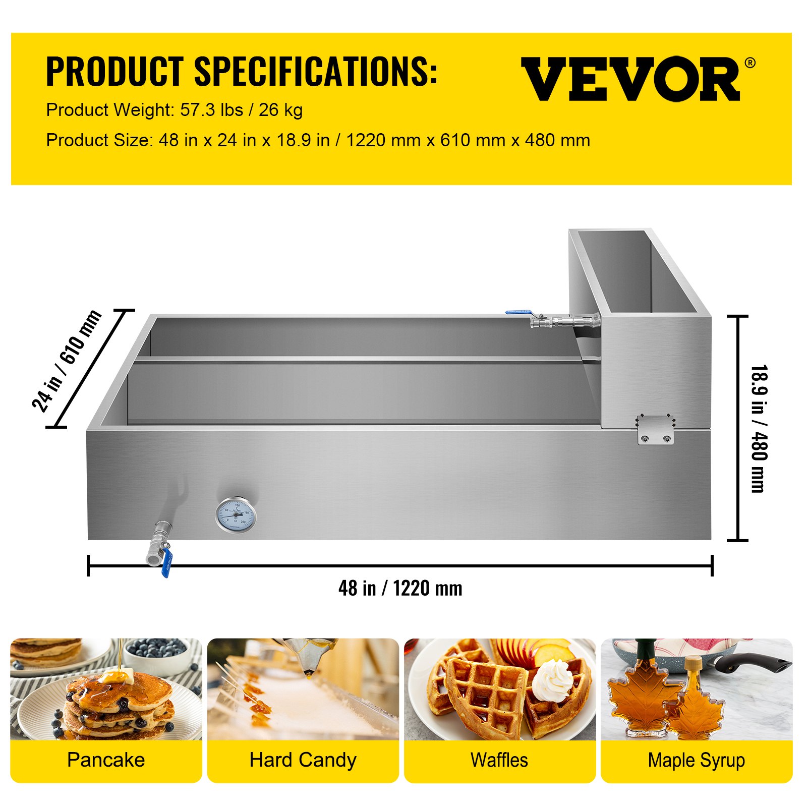 Bandeja De Evaporador De Jarabe De Arce Con Válvula De Precalentador 60 X 121 Cm