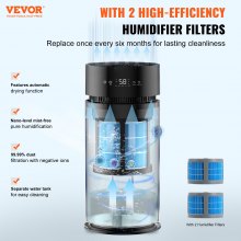 VEVOR Humidificador de Aire Evaporativo para Dormitorio 10L con Cobertura 100m²