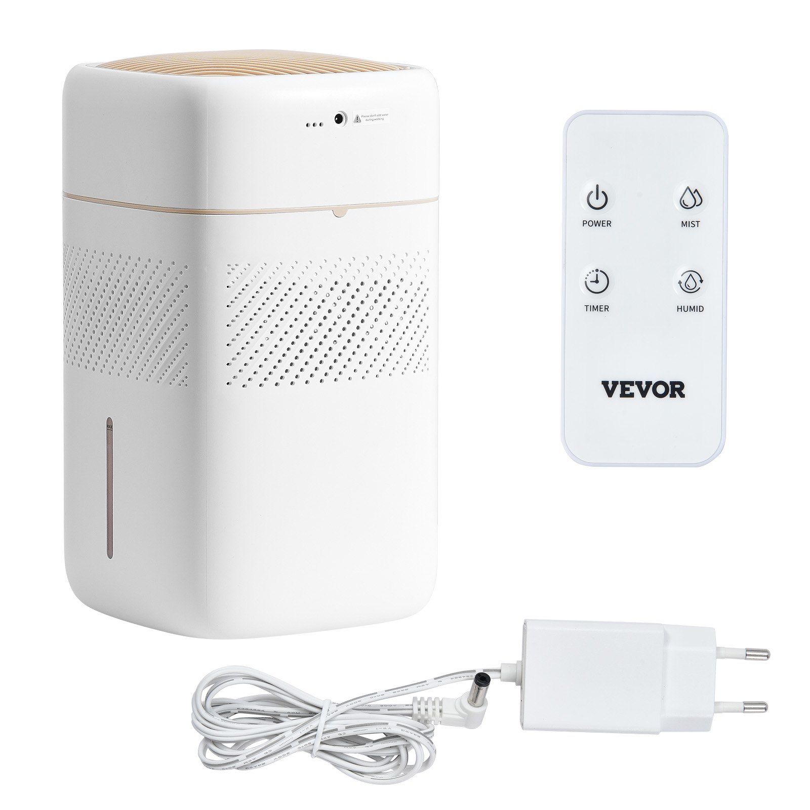 VEVOR Humidificador Evaporativo Inteligente para Toda la Casa, 480 ml/h, 3 Velocidades y Temporizador de 1 a 12 h, Filtro Premium, Modo de Suspensión Silencioso para Dormitorio, 5 L, Φ 220 x 380 mm