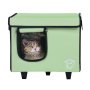 VEVOR Casa Elevada con Calefacción para Gatos  42 x 33 x 39 cm Refugio Plegable de Tela Oxford 900D para Gatos en Forma de Cubo con Temperatura Ajustable y Temporizador, Almohadilla Térmica, Verde (S)