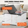 VEVOR Mesa de Centro Rústica de 800 x 800 x 458 mm, Mesa de Centro Cuadrada con Bisagras y Compartimento de Almacenamiento Grande Mesa de Madera para Sala de Estar, Apartamento, Gris y Blanco