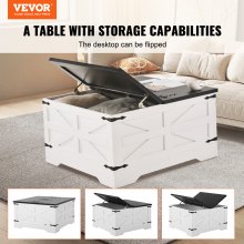 VEVOR Mesa de Centro de 800x800x458mm con Bisagras y Espacio de Almacenamiento