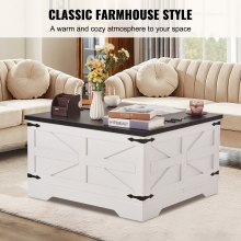VEVOR Mesa de Centro de 800x800x458mm con Bisagras y Espacio de Almacenamiento