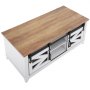 VEVOR Mesa de Centro Rústica de 2 Niveles de 1210 x 560 x 481 mm, Mesa de Centro Rectangular con 2 Puertas Corredizas, Estantes Extraíbles para Sala de Estar, Apartamento, Color Blanco y Natural
