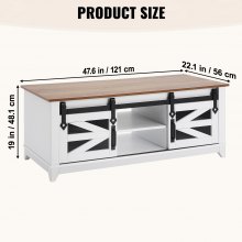 VEVOR Mesa de Centro Rústica de 2 Niveles de 1210 x 560 x 481 mm con 2 Puertas